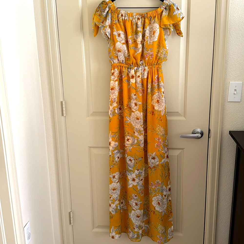 Floral Off-Shoulder Yellow Dress